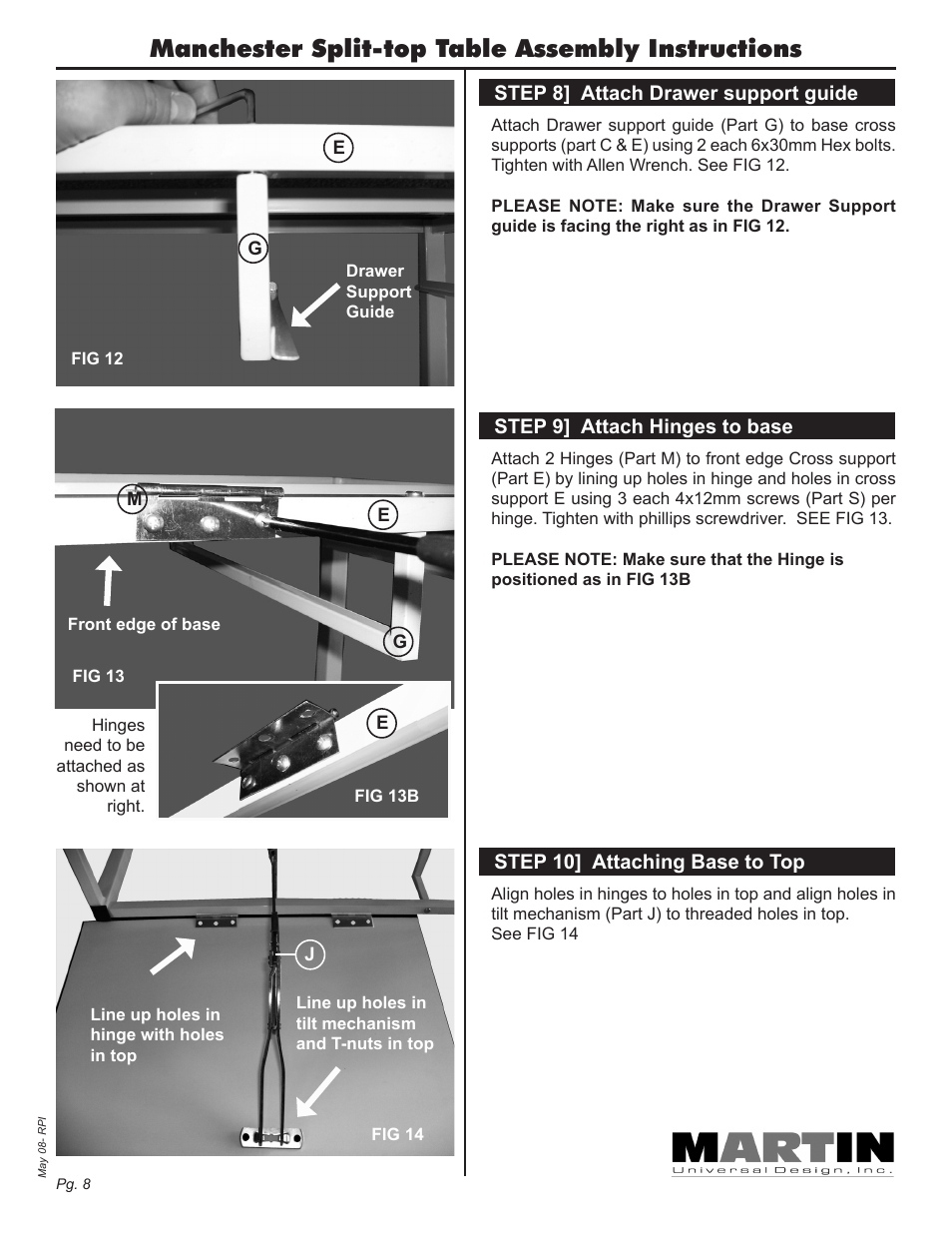 Manchester split-top table assembly instructions | Martin Universal Design Manchester Split-top Table User Manual | Page 8 / 12
