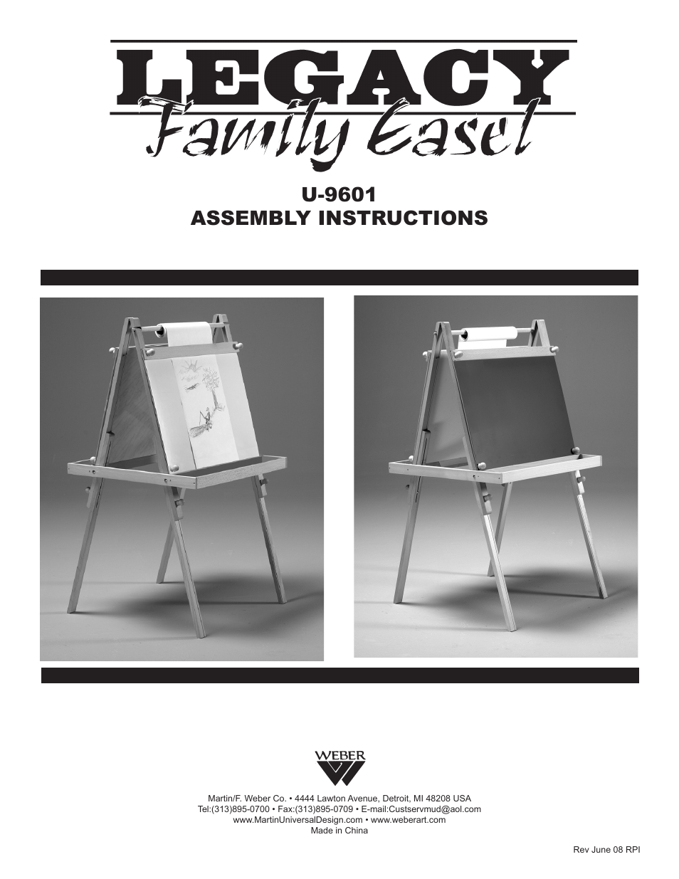 Martin Universal Design U-9601 LEGACY FAMILY EASEL User Manual | 4 pages