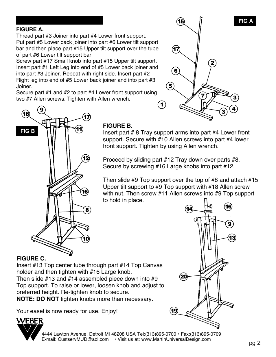 Martin Universal Design 92-20411 Avanti II Easel Assembly User Manual | Page 2 / 2