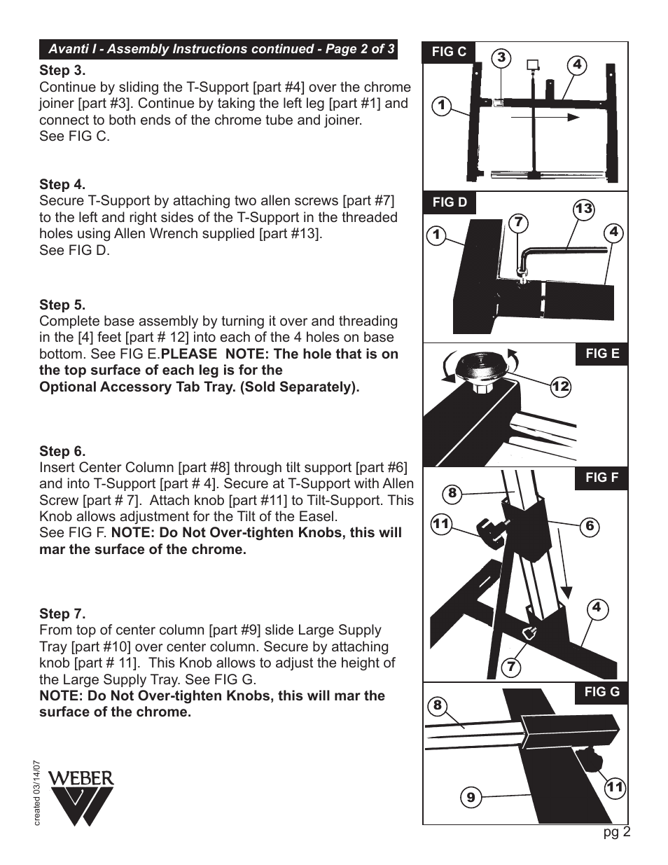 Martin Universal Design 92-50402 AVANTI SQUARE POST EASEL User Manual | Page 2 / 3