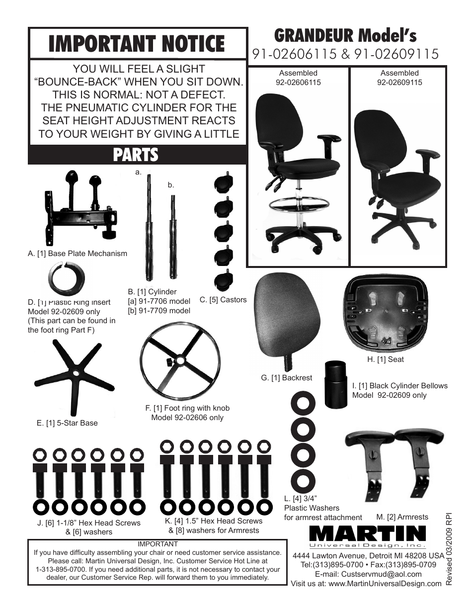 Martin Universal Design 91-02609115 GRANDEUR CHAIRS User Manual | 2 pages