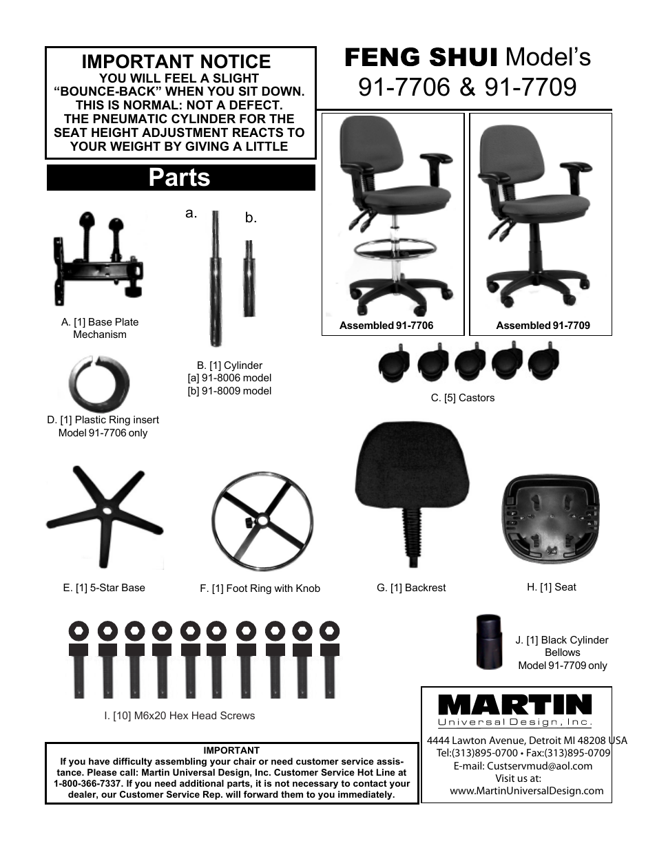 Martin Universal Design 91-7706  FENG SHUI CHAIR User Manual | 2 pages