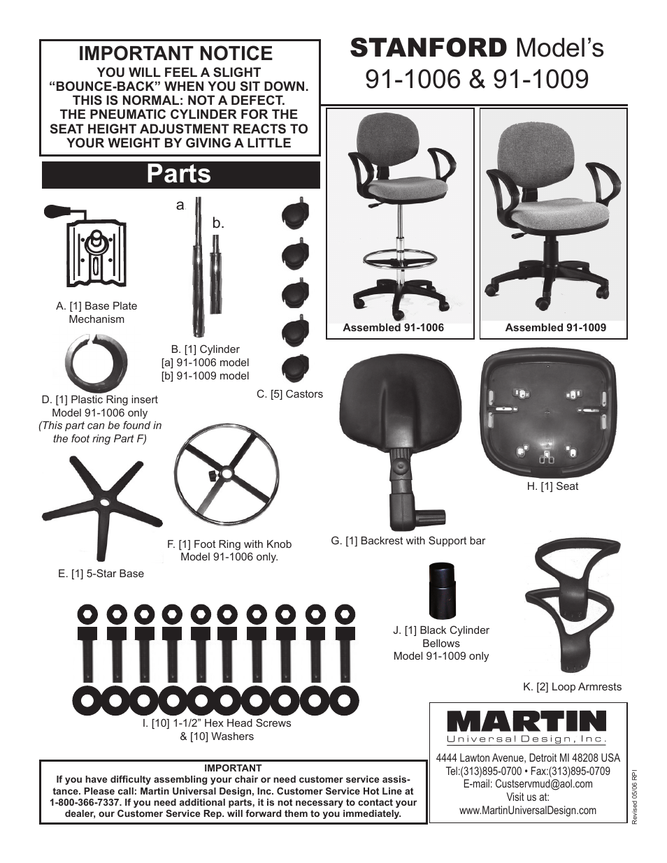 Martin Universal Design 91-1006  STANFORD CHAIR User Manual | 2 pages