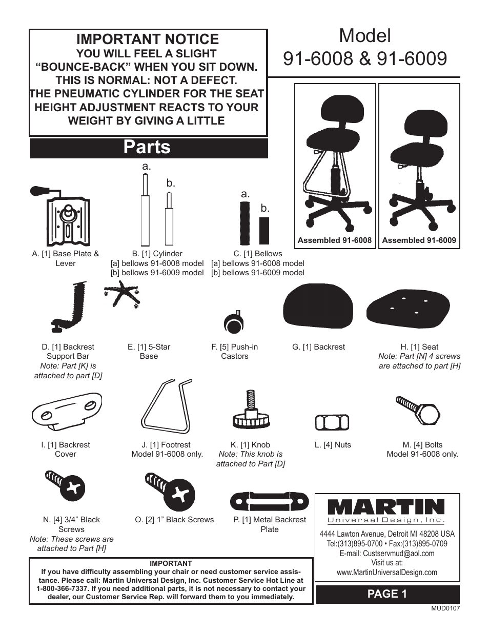 Martin Universal Design 91-6008 User Manual | 3 pages