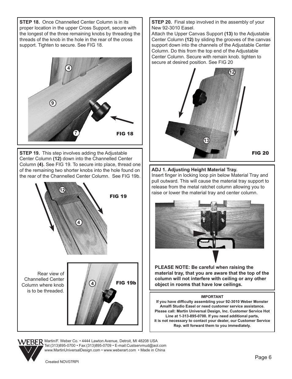 Martin Universal Design 92-3010 Weber Monster Amalﬁ Studio Easel User Manual | Page 6 / 7