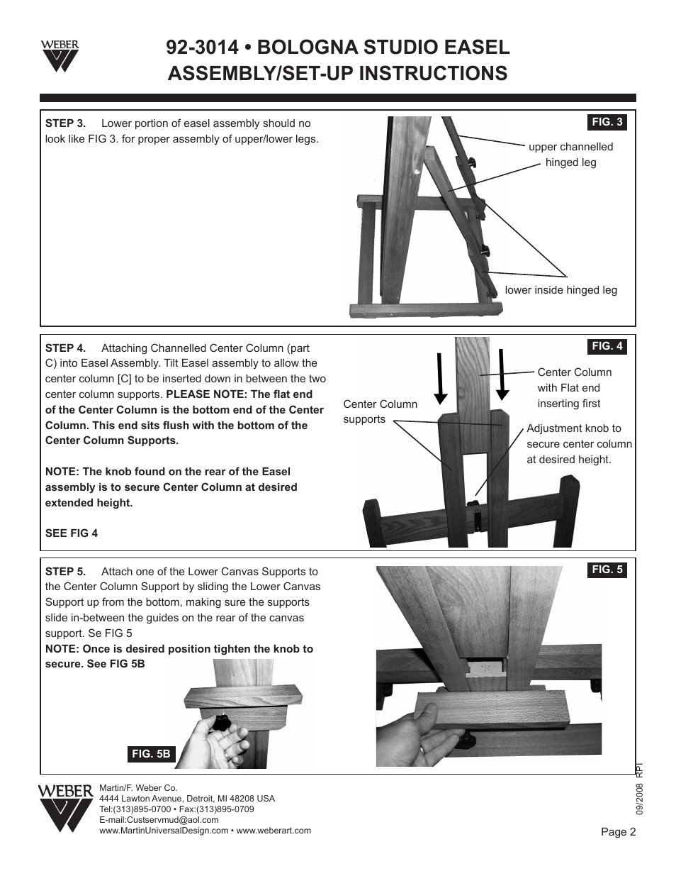 Martin Universal Design 92-3014  BOLOGNA STUDIO EASEL User Manual | Page 2 / 4