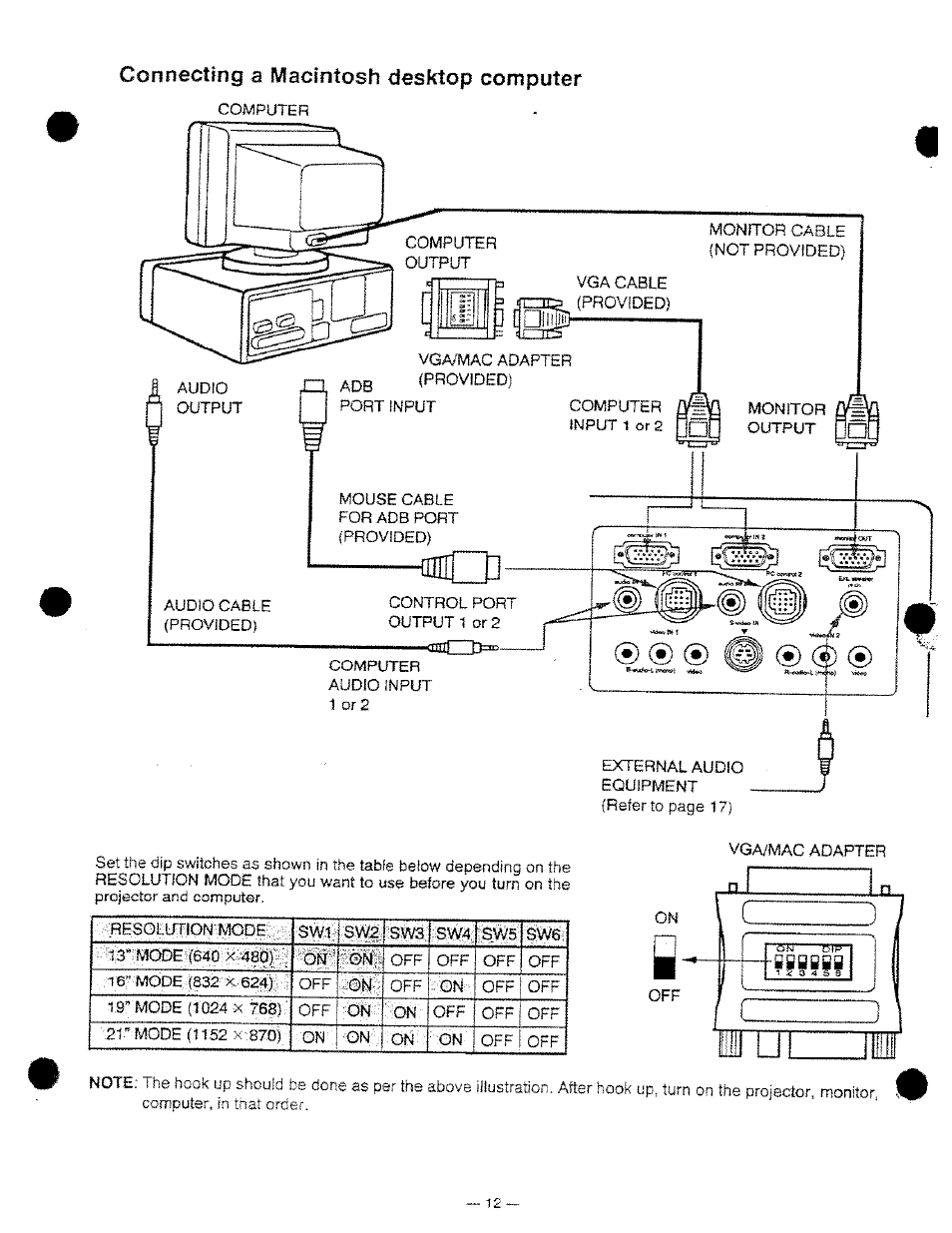 Connecting a macintosh desktop computer | Ask Proxima DP9250 User Manual | Page 12 / 52