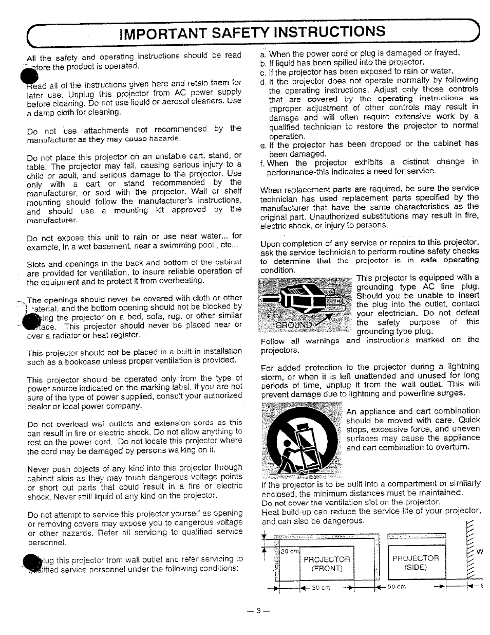 Important safety instructions | Ask Proxima DP9250 User Manual | Page 3 / 52