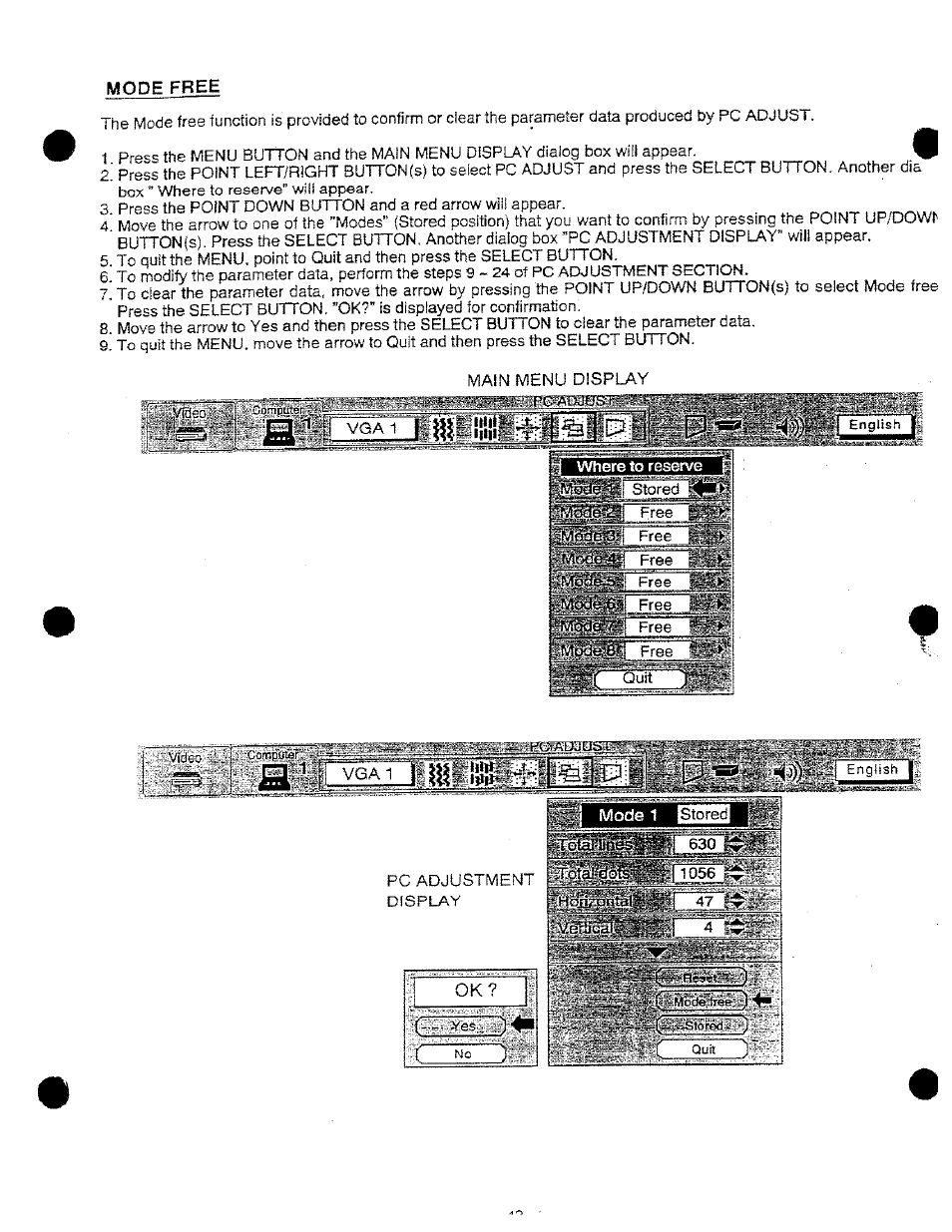 Mode free | Ask Proxima DP9250 User Manual | Page 42 / 52
