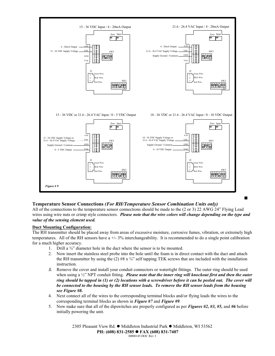 Duct mounting configuration | Automation Components ACI/RH Duct ACI and Outside Series User Manual | Page 4 / 5