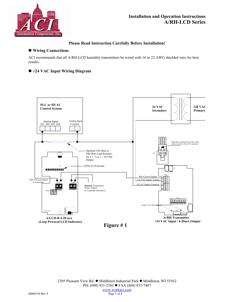 Automation Components A/RH-LCD Series User Manual | 4 pages