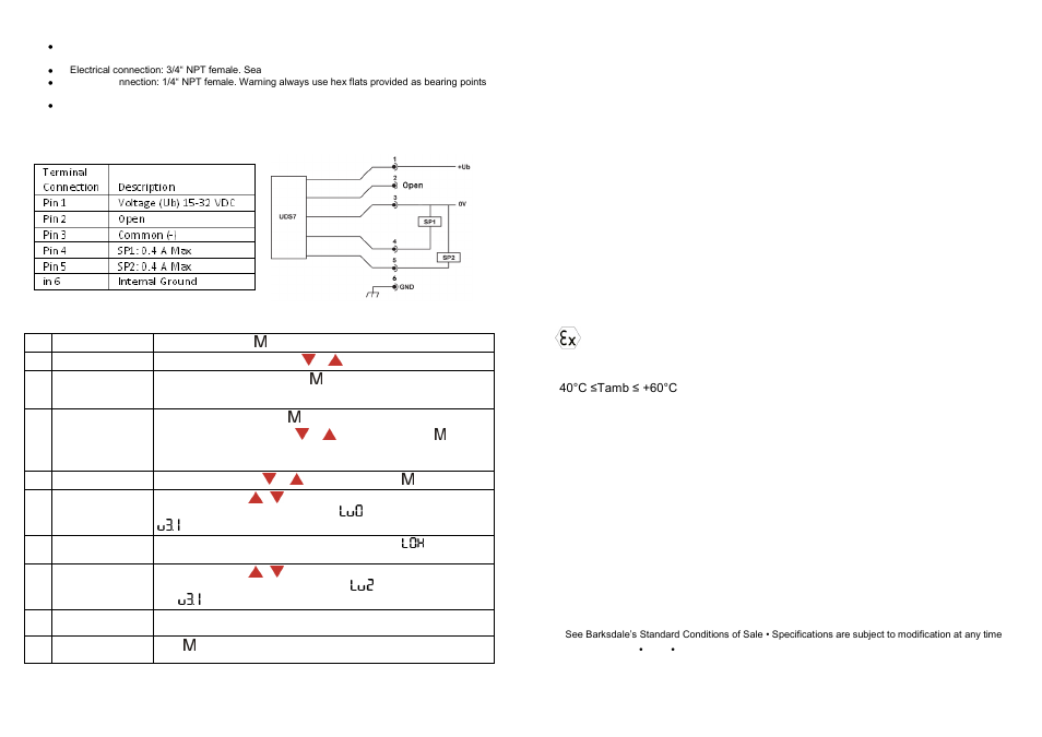 Barksdale inc, Agency approvals | Barksdale UDS7-BX User Manual | Page 2 / 4