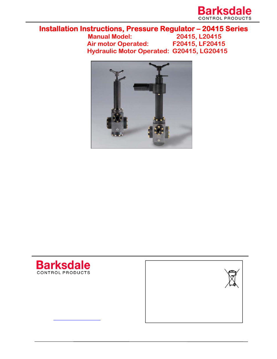 Barksdale Series 20415 User Manual | 12 pages