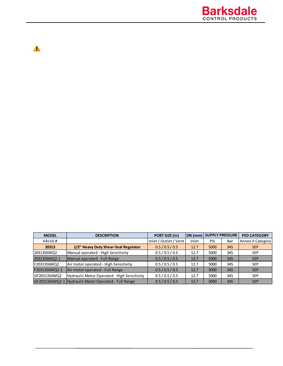 Barksdale Series 20313 User Manual | Page 2 / 11