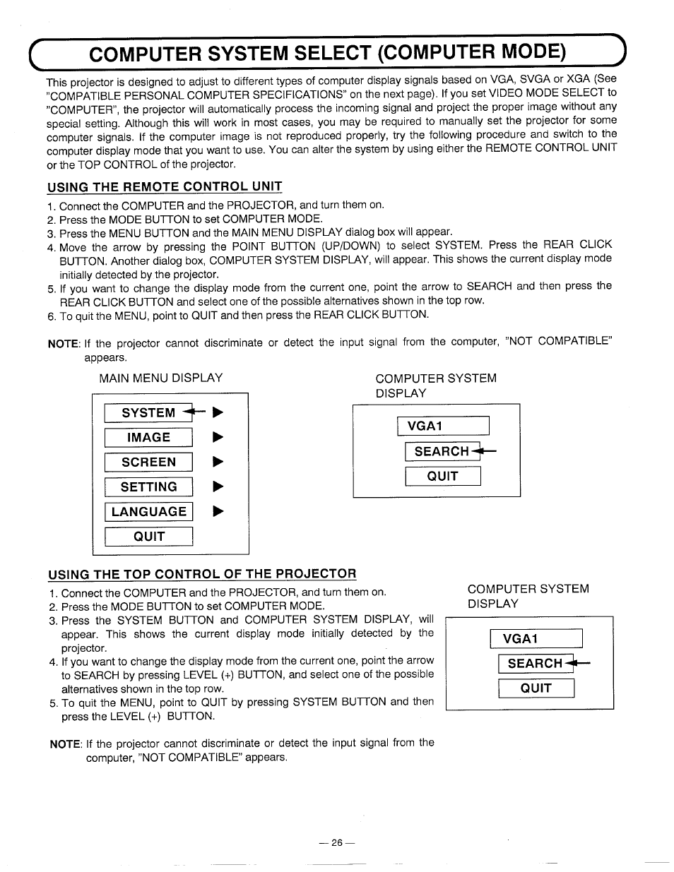 C computer system select (computer mode) ) | Ask Proxima DP5600 User Manual | Page 26 / 45