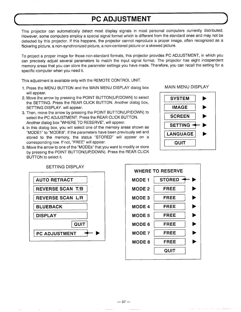 Pc adjustment | Ask Proxima DP5600 User Manual | Page 37 / 45