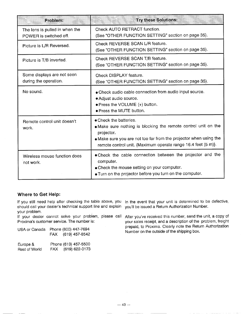 Ask Proxima DP5600 User Manual | Page 43 / 45