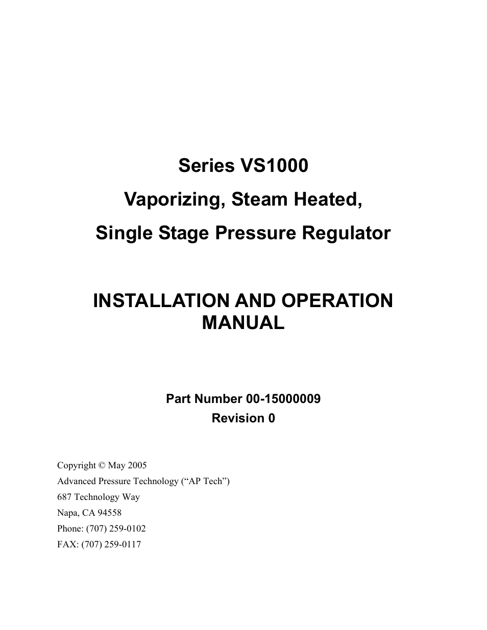 APTech Series VS1000 User Manual | 8 pages