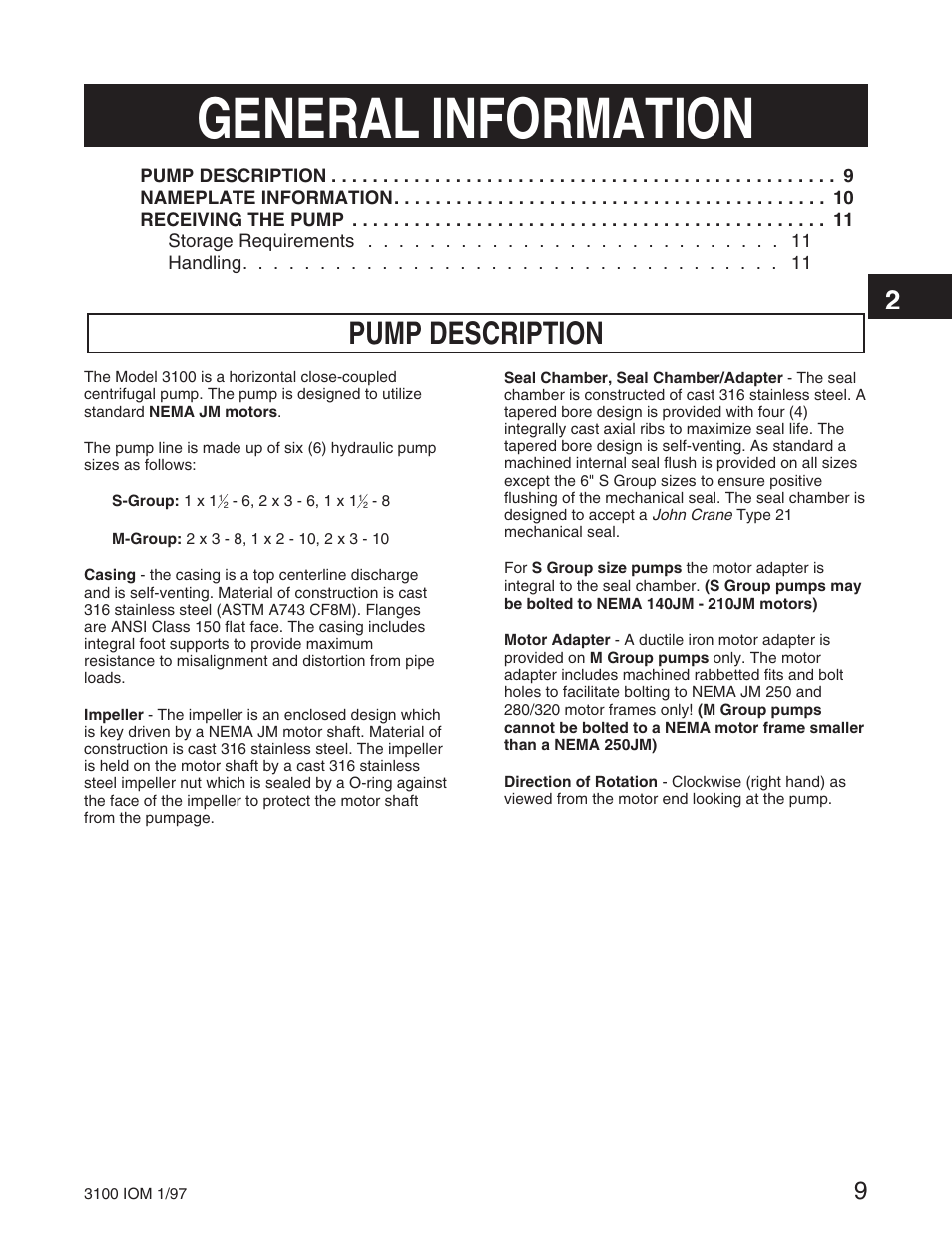 General information, Pump description | Goulds Pumps 3100 - IOM User Manual | Page 17 / 52