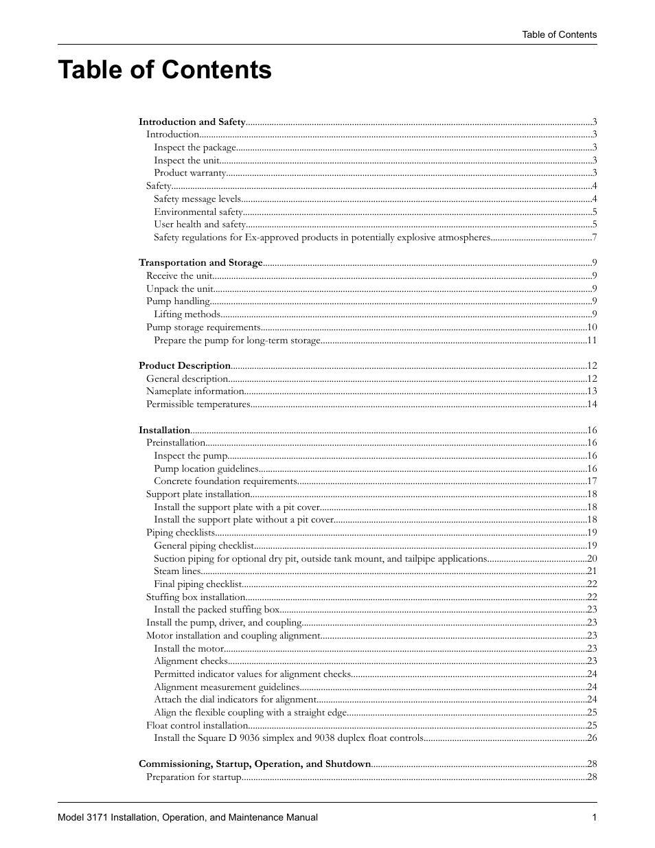 Goulds Pumps 3171 - IOM User Manual | Page 3 / 60