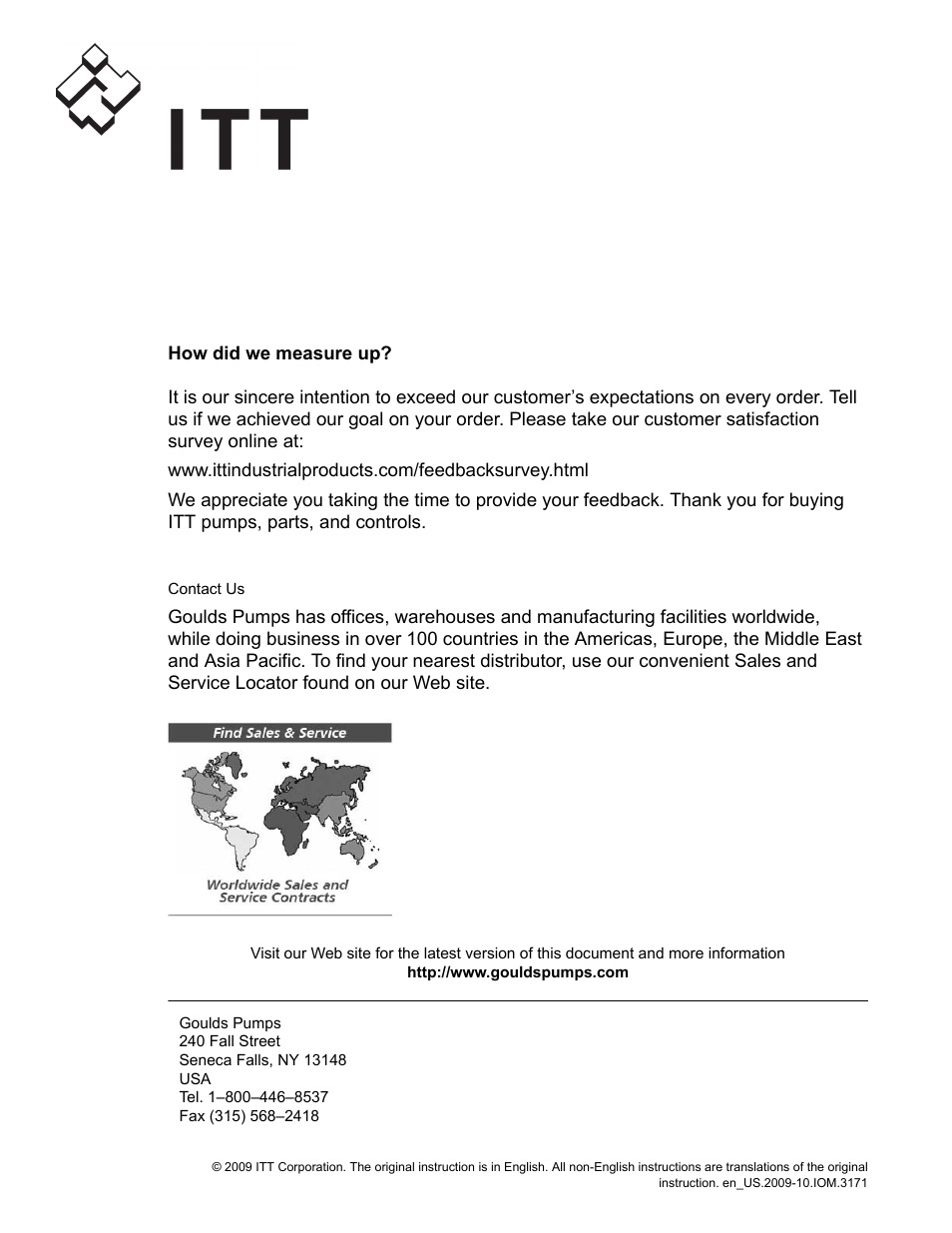 Goulds Pumps 3171 - IOM User Manual | Page 60 / 60