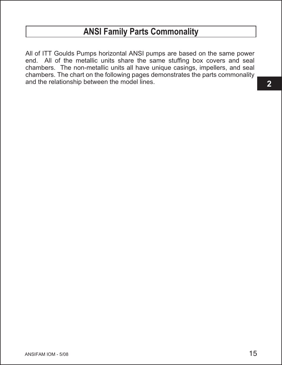 Ansi family parts commonality | Goulds Pumps ANSI FAMILY IOM (ATEX Compliant) - IOM User Manual | Page 17 / 148