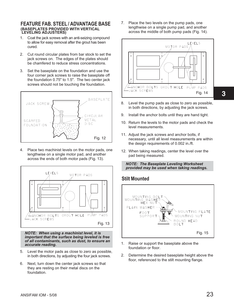 Feature fab. steel / advantage base, Stilt mounted | Goulds Pumps ANSI FAMILY IOM (ATEX Compliant) - IOM User Manual | Page 25 / 148