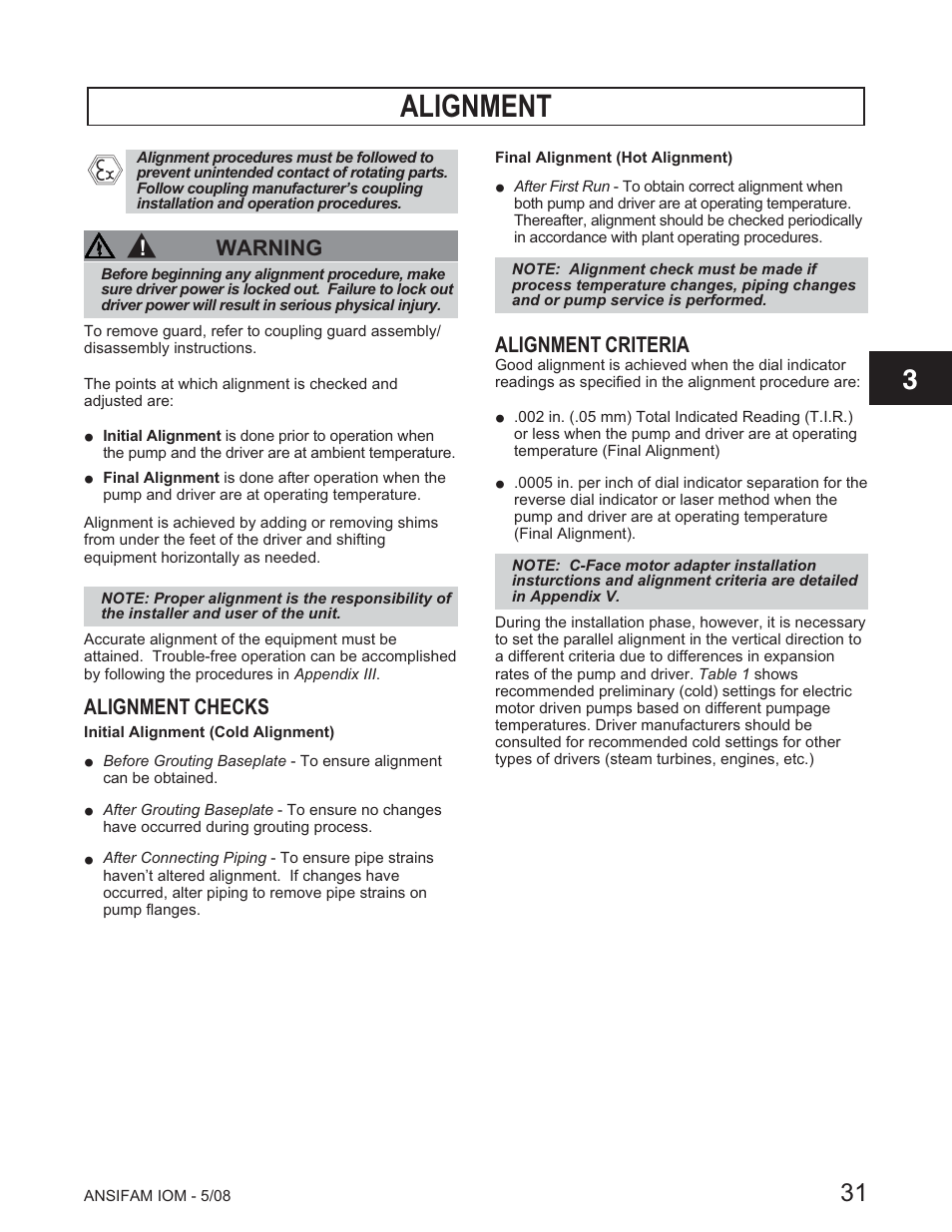 Alignment | Goulds Pumps ANSI FAMILY IOM (ATEX Compliant) - IOM User Manual | Page 33 / 148