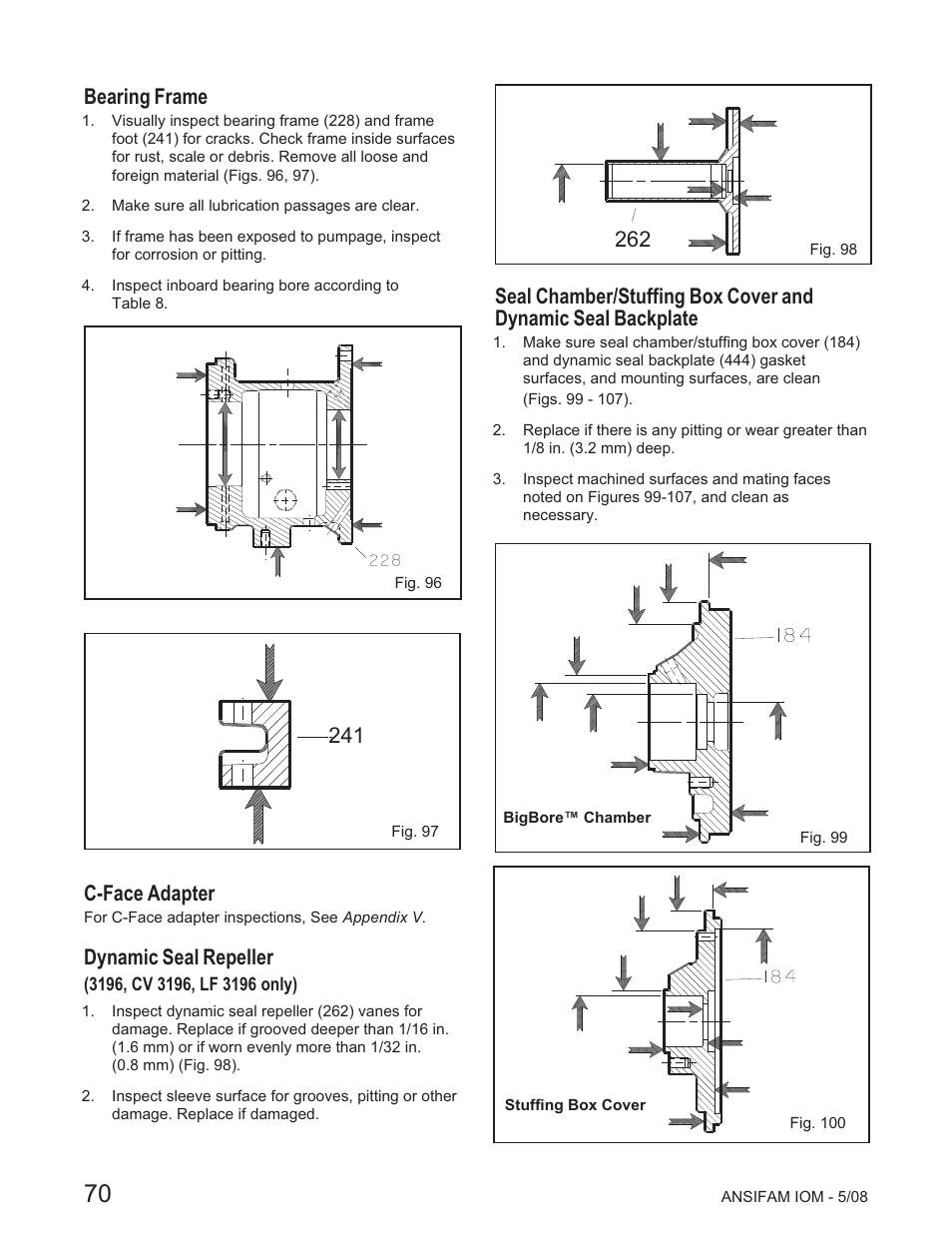 Bearing frame, C-face adapter, Dynamic seal repeller | Goulds Pumps ANSI FAMILY IOM (ATEX Compliant) - IOM User Manual | Page 72 / 148