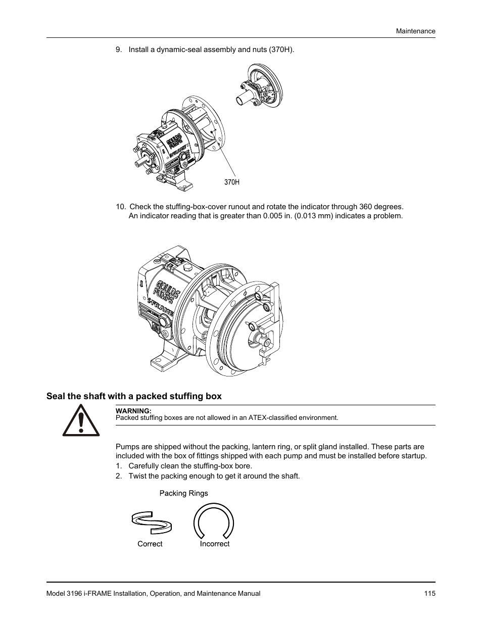 Seal the shaft with a packed stuffing box | Goulds Pumps 3196 i-FRAME - IOM User Manual | Page 117 / 152