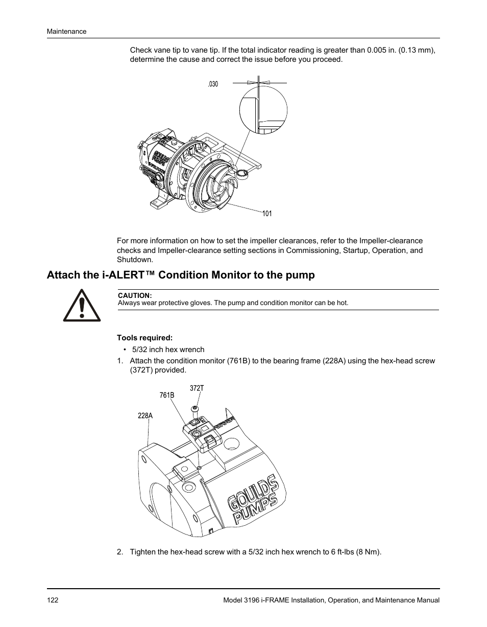 Attach the i-alert™ condition monitor to the pump | Goulds Pumps 3196 i-FRAME - IOM User Manual | Page 124 / 152
