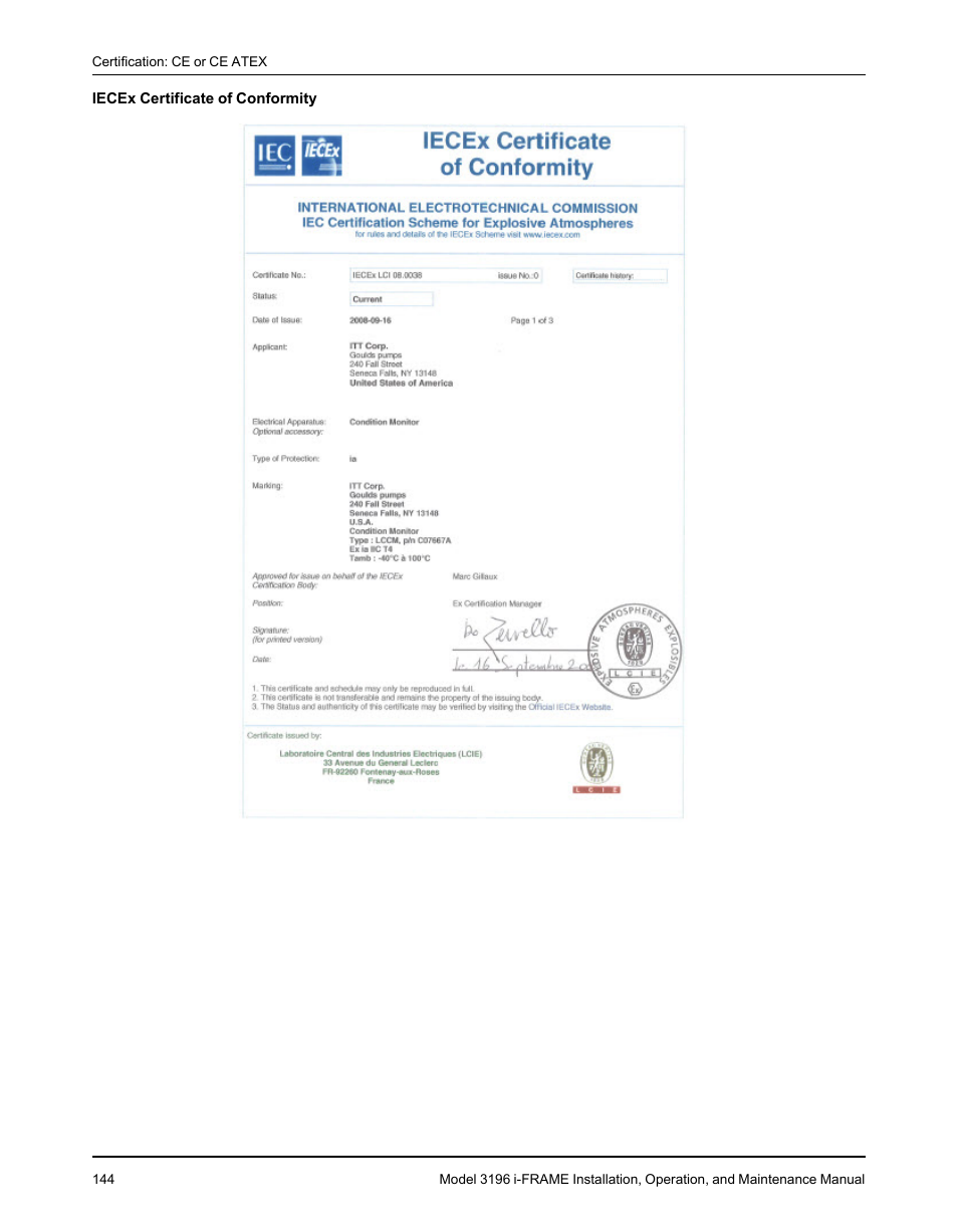 Goulds Pumps 3196 i-FRAME - IOM User Manual | Page 146 / 152