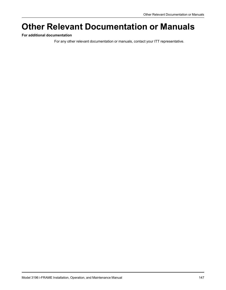 Other relevant documentation or manuals | Goulds Pumps 3196 i-FRAME - IOM User Manual | Page 149 / 152