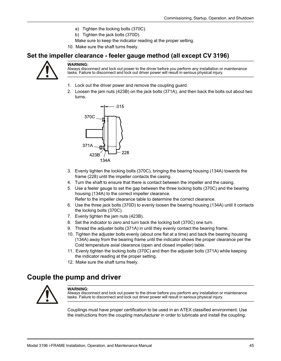Couple the pump and driver | Goulds Pumps 3196 i-FRAME - IOM User Manual | Page 47 / 152