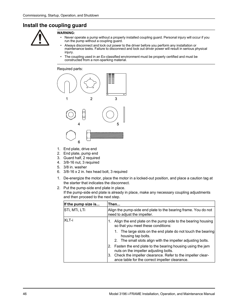 Install the coupling guard | Goulds Pumps 3196 i-FRAME - IOM User Manual | Page 48 / 152