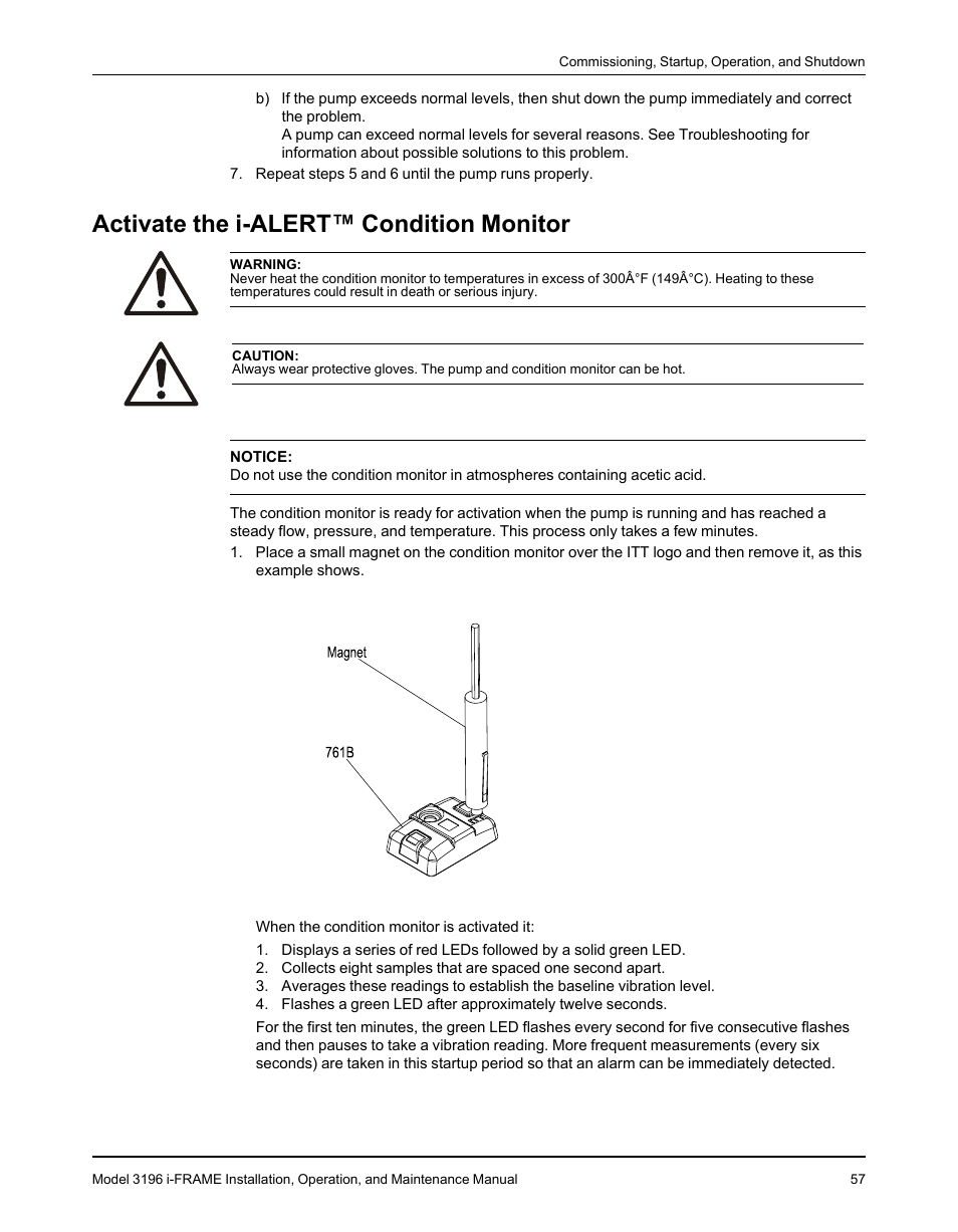 Activate the i-alert™ condition monitor | Goulds Pumps 3196 i-FRAME - IOM User Manual | Page 59 / 152
