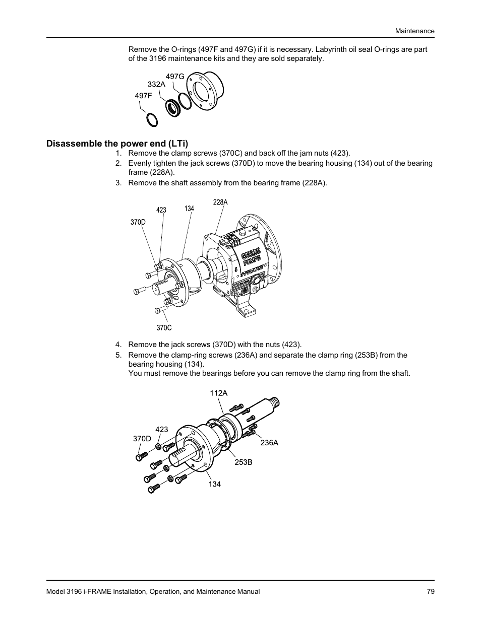 Disassemble the power end (lti) | Goulds Pumps 3196 i-FRAME - IOM User Manual | Page 81 / 152