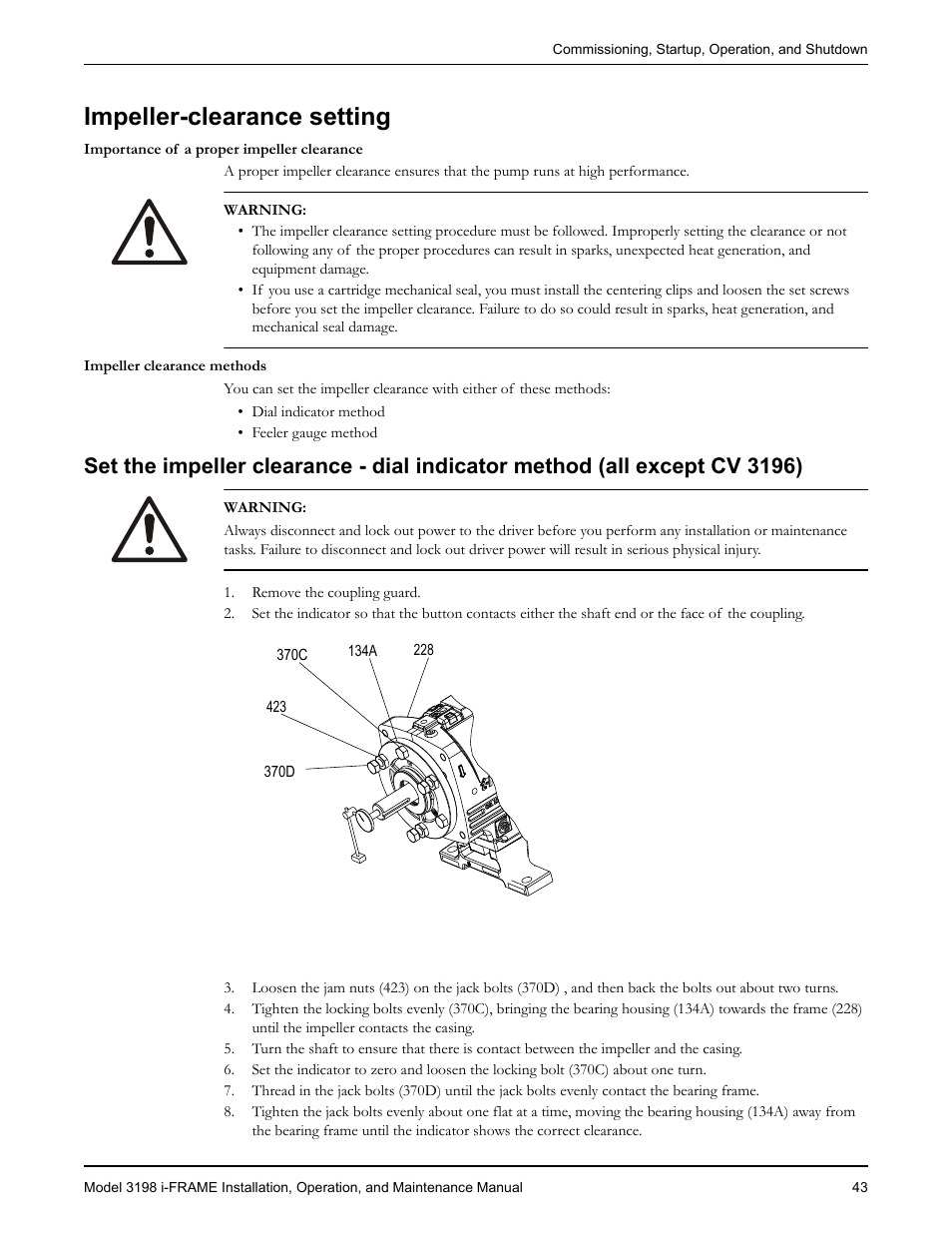 Impeller-clearance setting | Goulds Pumps 3198 i-FRAME - IOM User Manual | Page 45 / 126