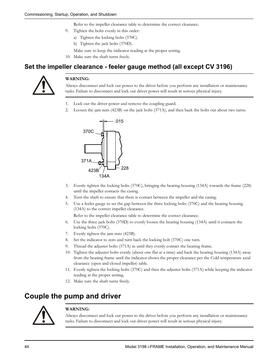 Couple the pump and driver | Goulds Pumps 3198 i-FRAME - IOM User Manual | Page 46 / 126