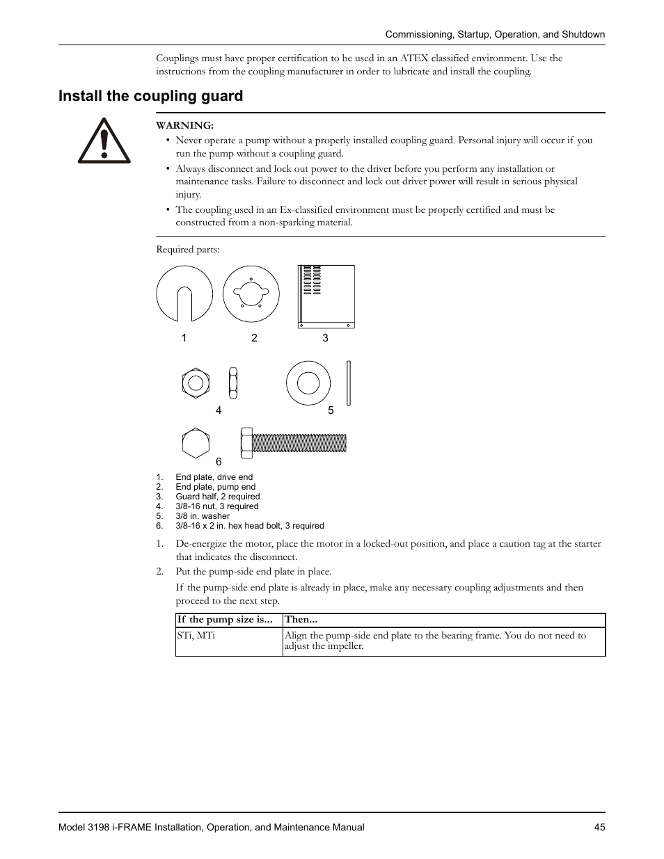 Install the coupling guard | Goulds Pumps 3198 i-FRAME - IOM User Manual | Page 47 / 126