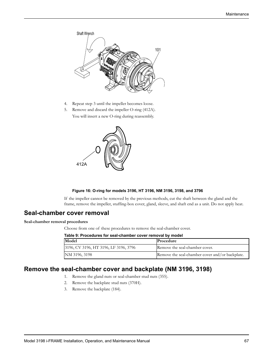 Seal-chamber cover removal | Goulds Pumps 3198 i-FRAME - IOM User Manual | Page 69 / 126