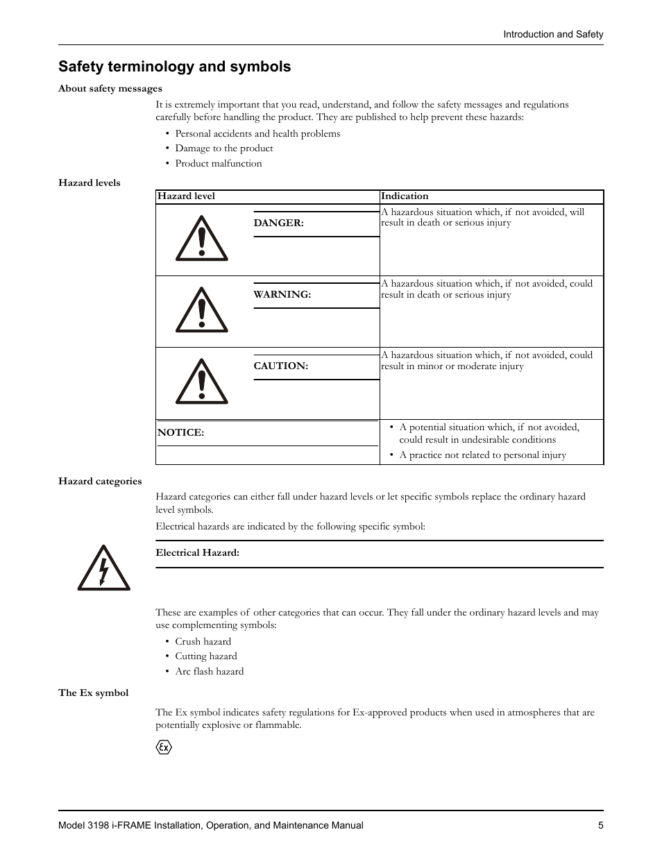 Safety terminology and symbols, The ex symbol | Goulds Pumps 3198 i-FRAME - IOM User Manual | Page 7 / 126
