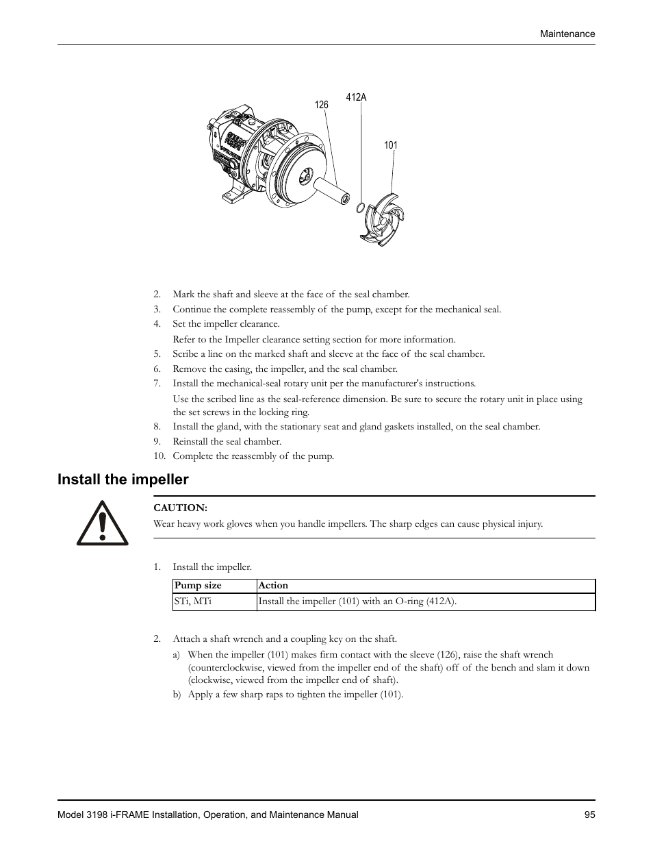 Install the impeller | Goulds Pumps 3198 i-FRAME - IOM User Manual | Page 97 / 126