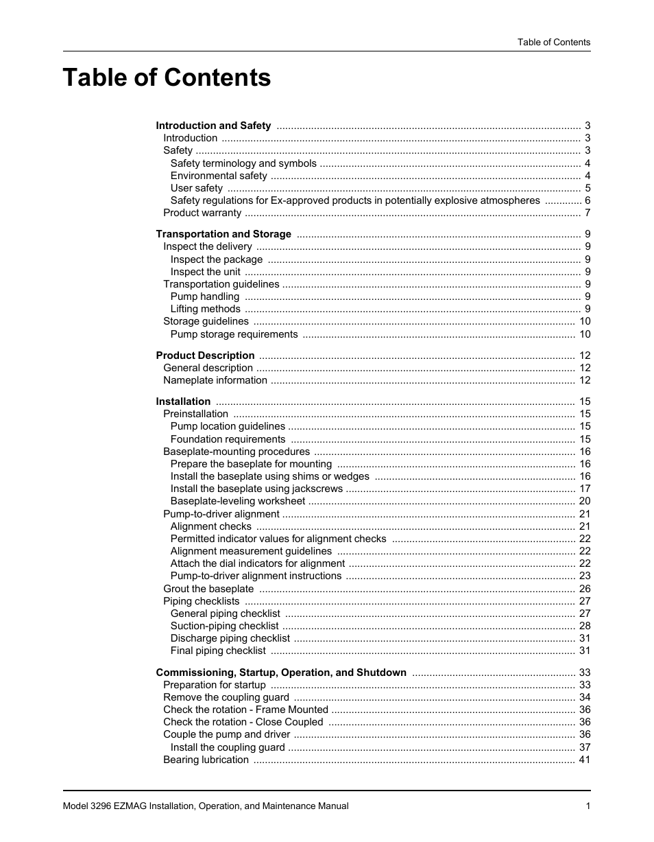 Goulds Pumps 3296 EZMAG - IOM User Manual | Page 3 / 96