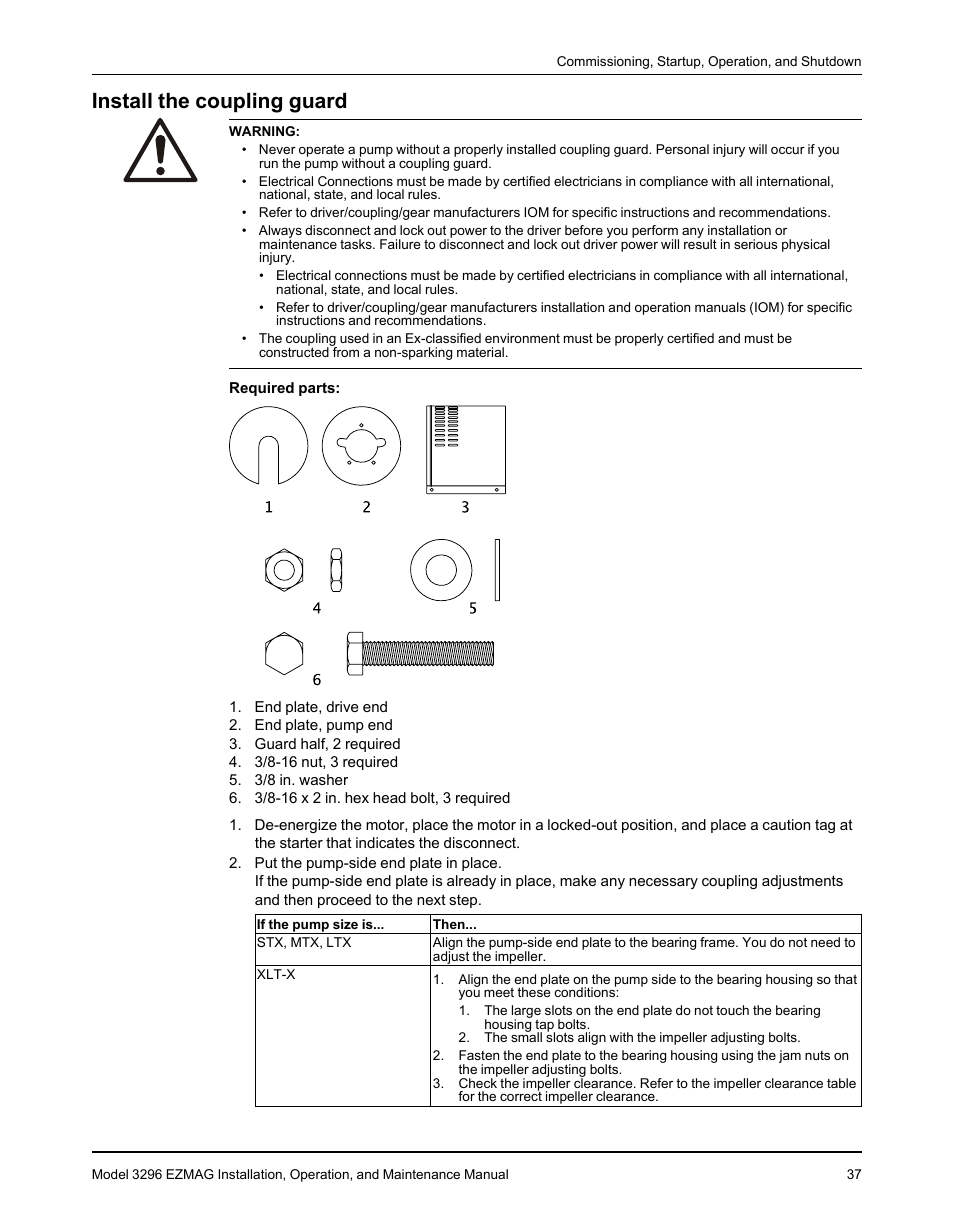 Install the coupling guard | Goulds Pumps 3296 EZMAG - IOM User Manual | Page 39 / 96