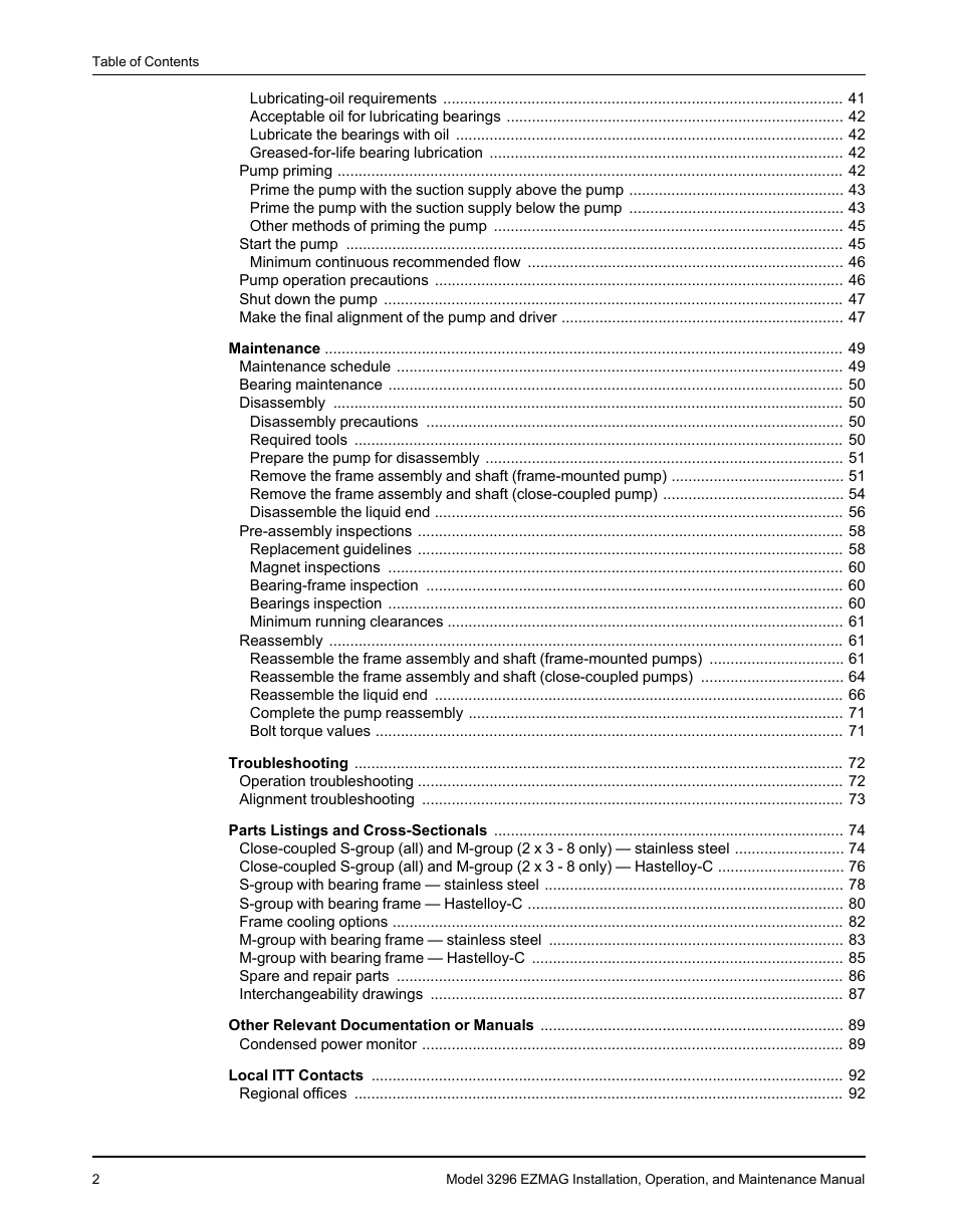 Goulds Pumps 3296 EZMAG - IOM User Manual | Page 4 / 96