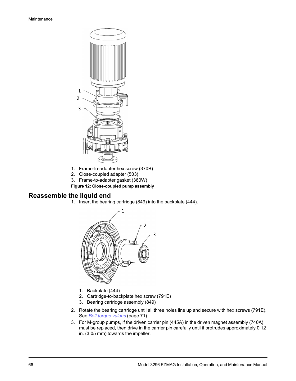 Reassemble the liquid end | Goulds Pumps 3296 EZMAG - IOM User Manual | Page 68 / 96