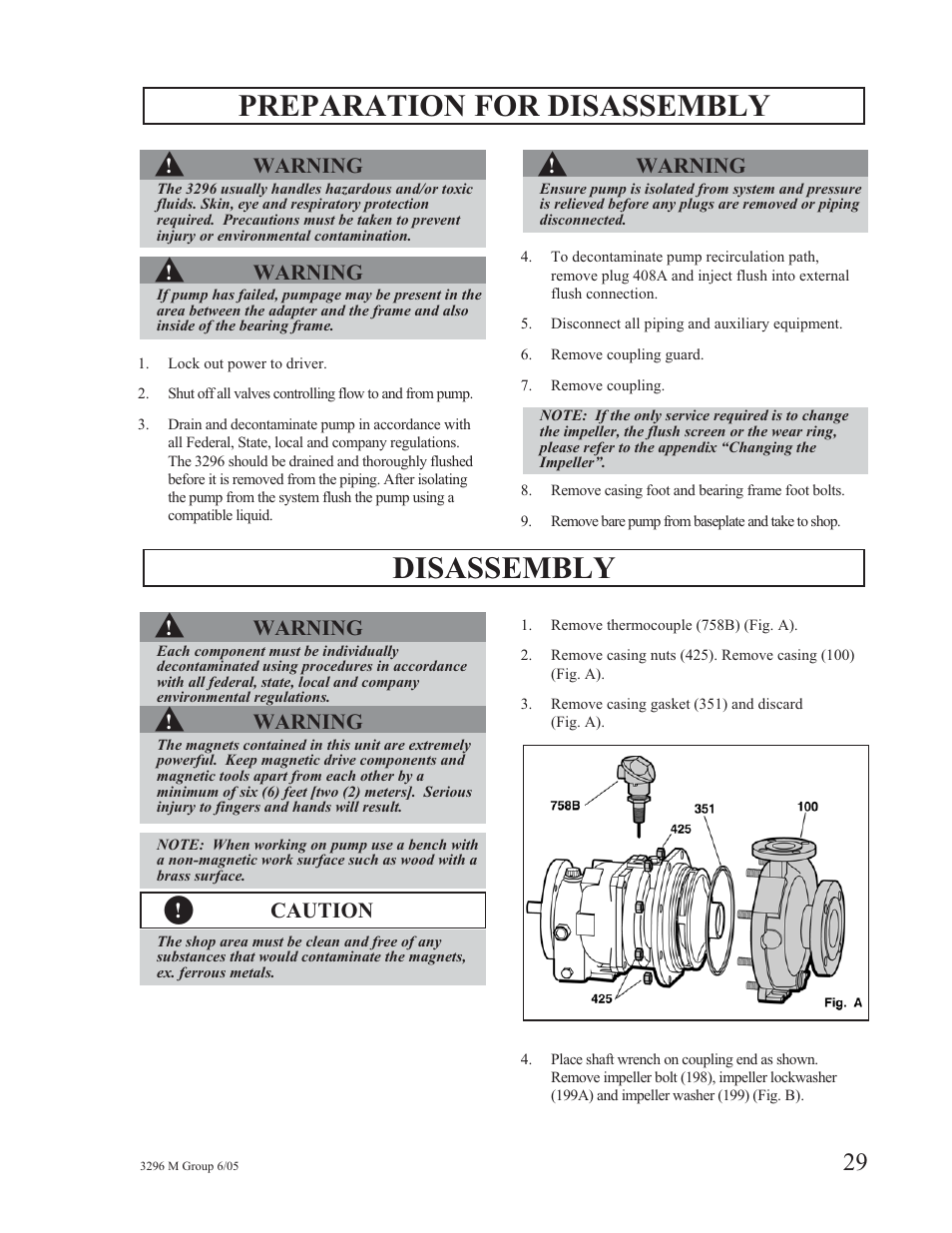 Preparation for disassembly s, Disassembly s | Goulds Pumps 3296M - IOM User Manual | Page 33 / 92