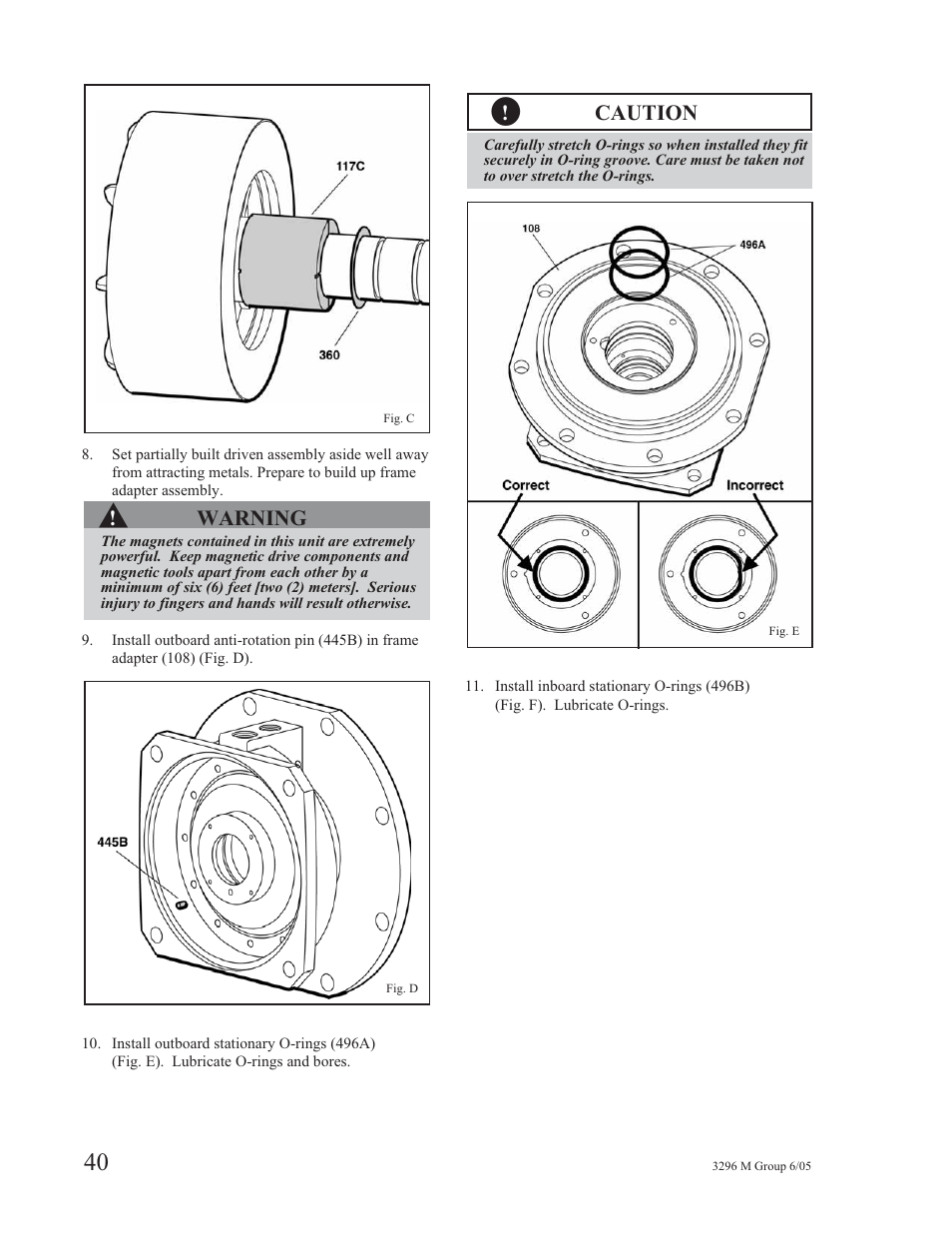 Warning, Caution | Goulds Pumps 3296M - IOM User Manual | Page 44 / 92