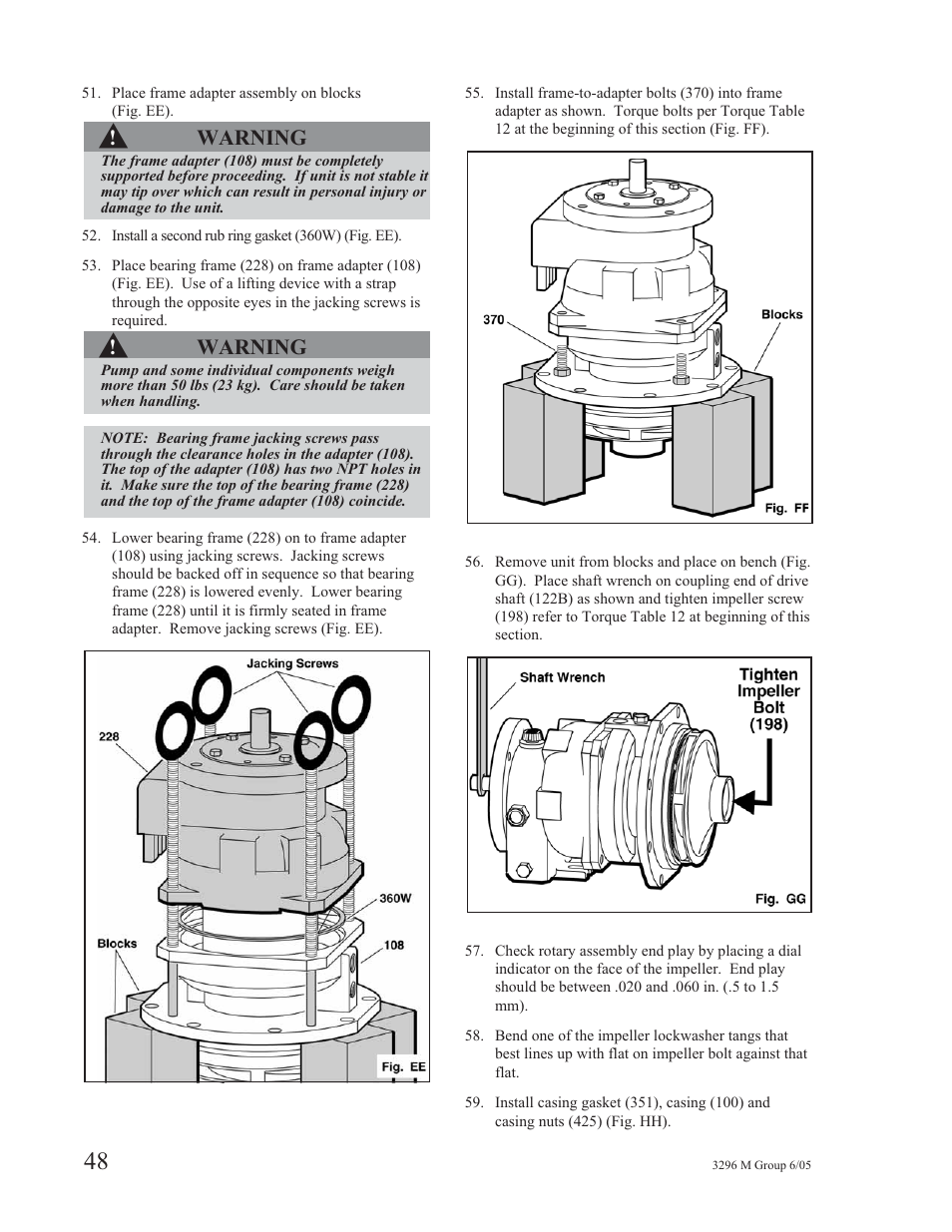 Warning | Goulds Pumps 3296M - IOM User Manual | Page 52 / 92